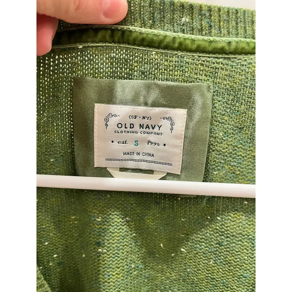 Vintage green old navy wool blend long sleeve womens v neck, small - Picture 2 of 5